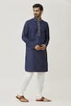 Shop_Arihant Rai Sinha_Blue Cotton Solid Kurta And Churidar Set _Online_at_Aza_Fashions