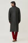 Shop_Arihant Rai Sinha_Black Silk, Chanderi Embroidery Thread Kurta And Churidar Set _at_Aza_Fashions