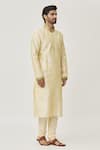 Buy_Arihant Rai Sinha_Beige Kurta Art Silk Embroidered Thread Long And Churidar Set _Online_at_Aza_Fashions