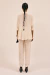 Shop_AMKA_White Natural Silk Embroidery Eyelet Collar Shell Boxy Shirt With Pant _at_Aza_Fashions