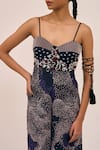 Buy_AMKA_Blue Natural Silk Print Bloom Galaxy Sweetheart Yarrow Embellished Jumpsuit _Online_at_Aza_Fashions