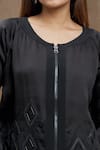 Varsha Wadhwa_Black Embroidery Geometric Applique Round Full Sleeve Sheer Jacket  _at_Aza_Fashions