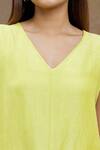 Ezra_Yellow Plain V Neck Asymmetric Tunic _at_Aza_Fashions