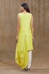 Shop_Ezra_Yellow Plain V Neck Asymmetric Tunic _at_Aza_Fashions