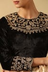 Buy_Weaver Story_Black Velvet Hand Embroidered Zardozi Zero Neck Backless Blouse _Online_at_Aza_Fashions
