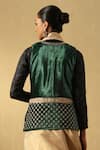 Shop_Weaver Story_Green Velvet Hand Embroidered Zardozi Round Jacket _at_Aza_Fashions