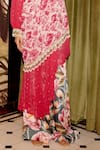 Buy_Gauri Dhawan_Pink Cupro Satin Printed Floral Round Asymmetric Embellished Tunic Pant Set _Online_at_Aza_Fashions