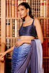 Gauri Dhawan_Blue Butter Knit Jersey Embellished Swarovski Crystals Square Neck Blouse _Online_at_Aza_Fashions