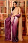 Buy_Gauri Dhawan_Wine Butter Knit Jersey Embellished Swarovski Pre-draped Saree With Blouse _Online_at_Aza_Fashions