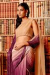 Shop_Gauri Dhawan_Wine Butter Knit Jersey Embellished Swarovski Pre-draped Saree With Blouse _at_Aza_Fashions