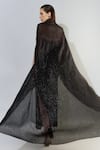 Shop_Cham Cham_Black Stretch Knit Embellished Sequin Straight Metallic Gown With Jacket _at_Aza_Fashions