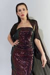 Cham Cham_Black Stretch Knit Embellished Sequin Straight Metallic Gown With Jacket _Online_at_Aza_Fashions