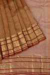 Paaprika_Brown Tissue Handwoven Border Saree With Unstitched Blouse Piece _Online_at_Aza_Fashions