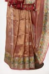 Paaprika_Coral Tissue Handwoven Flower Border Saree With Unstitched Blouse Piece _Online_at_Aza_Fashions