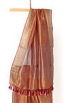 Buy_Paaprika_Coral Tissue Handwoven Flower Border Saree With Unstitched Blouse Piece _Online_at_Aza_Fashions