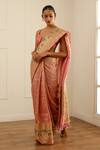 Paaprika_Peach Tissue Woven Meenakari Border Saree With Unstitched Blouse Piece _Online_at_Aza_Fashions