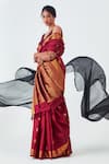 Shop_Paaprika_Maroon Handwoven Pure Silk Kanjeevaram Saree With Unstitched Blouse Piece _at_Aza_Fashions