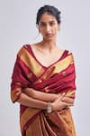 Buy_Paaprika_Maroon Handwoven Pure Silk Kanjeevaram Saree With Unstitched Blouse Piece _Online_at_Aza_Fashions