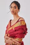 Shop_Paaprika_Maroon Handwoven Pure Silk Kanjeevaram Saree With Unstitched Blouse Piece _Online_at_Aza_Fashions