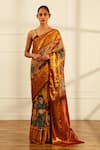 Paaprika_Cream Handwoven Pure Silk Scenic Pattern Saree With Unstitched Blouse Piece _Online_at_Aza_Fashions