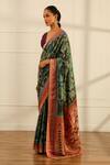 Buy_Paaprika_Blue Handwoven Pure Silk Floral Jaal Pattern Saree With Unstitched Blouse Piece _Online_at_Aza_Fashions