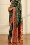 Shop_Paaprika_Blue Handwoven Pure Silk Floral Jaal Pattern Saree With Unstitched Blouse Piece _Online_at_Aza_Fashions