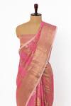 Paaprika_Pink Cotton Silk Woven Floral Buti Saree With Unstitched Blouse Piece _Online_at_Aza_Fashions