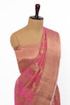 Buy_Paaprika_Pink Cotton Silk Woven Floral Buti Saree With Unstitched Blouse Piece _Online_at_Aza_Fashions