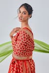 Paaprika_Red Silk Woven Vine Jaal Saree With Unstitched Blouse Piece _at_Aza_Fashions