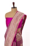 Shop_Paaprika_Pink Banarasi Brocade Woven Saree With Unstitched Blouse Piece _Online_at_Aza_Fashions