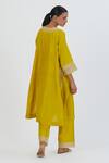 Shop Lajjoo C Yellow Silk Embroidery Blossom Round Zehra Kurta With Palazzo at Aza Fashions Shop_Lajjoo C_Yellow Silk Embroidery Blossom Round Zehra Kurta With Palazzo _at_Aza_Fashions