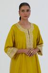 Buy Lajjoo C Yellow Silk Embroidery Blossom Round Zehra Kurta With Palazzo Online at Aza Fashions Buy_Lajjoo C_Yellow Silk Embroidery Blossom Round Zehra Kurta With Palazzo _Online_at_Aza_Fashions