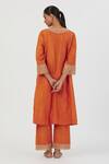 Shop_Lajjoo C_Orange Silk Embroidery Blossom Round Zehra Fleur Kurta With Palazzo _at_Aza_Fashions