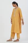 Buy Lajjoo C Yellow Silk Embroidery Blossom Round Zehra Bloom Kurta With Palazzo at Aza Fashions Buy_Lajjoo C_Yellow Silk Embroidery Blossom Round Zehra Bloom Kurta With Palazzo _at_Aza_Fashions