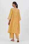 Shop Lajjoo C Yellow Silk Embroidery Blossom Round Zehra Bloom Kurta With Palazzo at Aza Fashions Shop_Lajjoo C_Yellow Silk Embroidery Blossom Round Zehra Bloom Kurta With Palazzo _at_Aza_Fashions