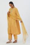 Lajjoo C Yellow Silk Embroidery Blossom Round Zehra Bloom Kurta With Palazzo Online at Aza Fashions Lajjoo C_Yellow Silk Embroidery Blossom Round Zehra Bloom Kurta With Palazzo _Online_at_Aza_Fashions