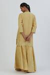 Shop_Lajjoo C_Yellow Silk Embroidery Wild Bloom U Neck Blossom Kurta With Sharara _at_Aza_Fashions