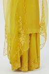 Lajjoo C_Yellow Organza Embroidery Florid Nira Dupatta _Online_at_Aza_Fashions