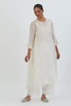 Buy Lajjoo C Ivory Kurta Chanderi Embroidered Thread Round Prisha And Pant Set at Aza Fashions Buy_Lajjoo C_Ivory Kurta Chanderi Embroidered Thread Round Prisha And Pant Set _at_Aza_Fashions