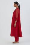 Lajjoo C Red Kurta Chanderi Embroidered Thread Round Prisha Work And Pant Set Online at Aza Fashions Lajjoo C_Red Kurta Chanderi Embroidered Thread Round Prisha Work And Pant Set _Online_at_Aza_Fashions