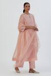 Buy Lajjoo C Pink Organza, Silk Embroidery Round Neck Kurta And Pant Set Online at Aza Fashions Buy_Lajjoo C_Pink Organza, Silk Embroidery Round Neck Kurta And Pant Set _Online_at_Aza_Fashions