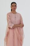 Shop Lajjoo C Pink Organza, Silk Embroidery Round Neck Kurta And Pant Set Online at Aza Fashions Shop_Lajjoo C_Pink Organza, Silk Embroidery Round Neck Kurta And Pant Set _Online_at_Aza_Fashions