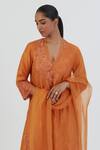Buy Lajjoo C Orange Silk Embroidered Thread V Neck Isha Kurta And Sharara Set Online at Aza Fashions Buy_Lajjoo C_Orange Silk Embroidered Thread V Neck Isha Kurta And Sharara Set _Online_at_Aza_Fashions