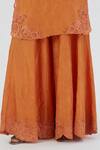 Lajjoo C Orange Silk Embroidered Thread V Neck Isha Kurta And Sharara Set at Aza Fashions Lajjoo C_Orange Silk Embroidered Thread V Neck Isha Kurta And Sharara Set _at_Aza_Fashions