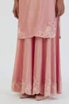 Lajjoo C_Pink Silk Embroidered Thread V Neck Isha Kurta And Sharara Set _Online_at_Aza_Fashions