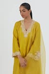 Lajjoo C Yellow Organza Embroidered Thread Nira Dupatta Online at Aza Fashions Lajjoo C_Yellow Organza Embroidered Thread Nira Dupatta _Online_at_Aza_Fashions