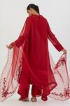 Buy_Lajjoo C_Red Organza Embroidered Thread Nira Dupatta _Online_at_Aza_Fashions