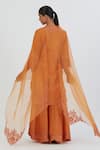 Shop_Lajjoo C_Orange Organza Embroidered Thread Arshi Dupatta _at_Aza_Fashions