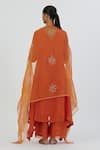 Shop_Lajjoo C_Orange Organza Embroidered Thread Ira Floral Cluster Dupatta _at_Aza_Fashions