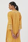 Shop Lajjoo C Yellow Silk Embroidery Buttercup Bloom Scallop V Isha Kurta With Sharara Online at Aza Fashions Shop_Lajjoo C_Yellow Silk Embroidery Buttercup Bloom Scallop V Isha Kurta With Sharara _Online_at_Aza_Fashions